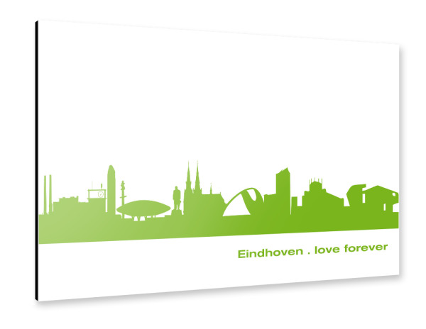 Alu-Dibond "Eindhoven 01 grüner Skyline-Print" 30x20 cm artboxONE