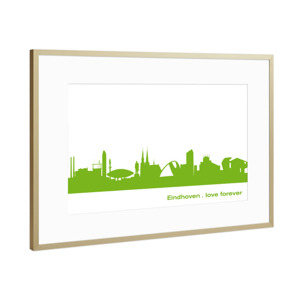 Poster mit Rahmen Gold "Eindhoven 01 grüner Skyline-Print" artboxONE - Städte / Berlin,Architektur