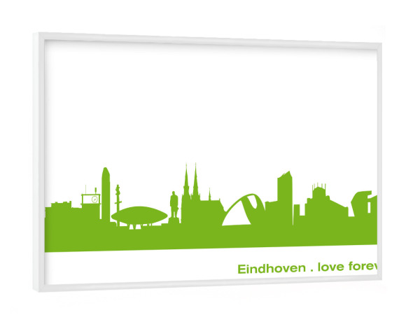 Poster mit weißem Rahmen "Eindhoven 01 grüner Skyline-Print" artboxONE - Städte / Berlin,Architektur