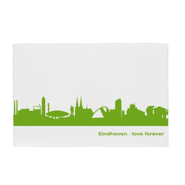 Holzbild "Eindhoven 01 grüner Skyline-Print" artboxONE - Städte / Berlin,Architektur