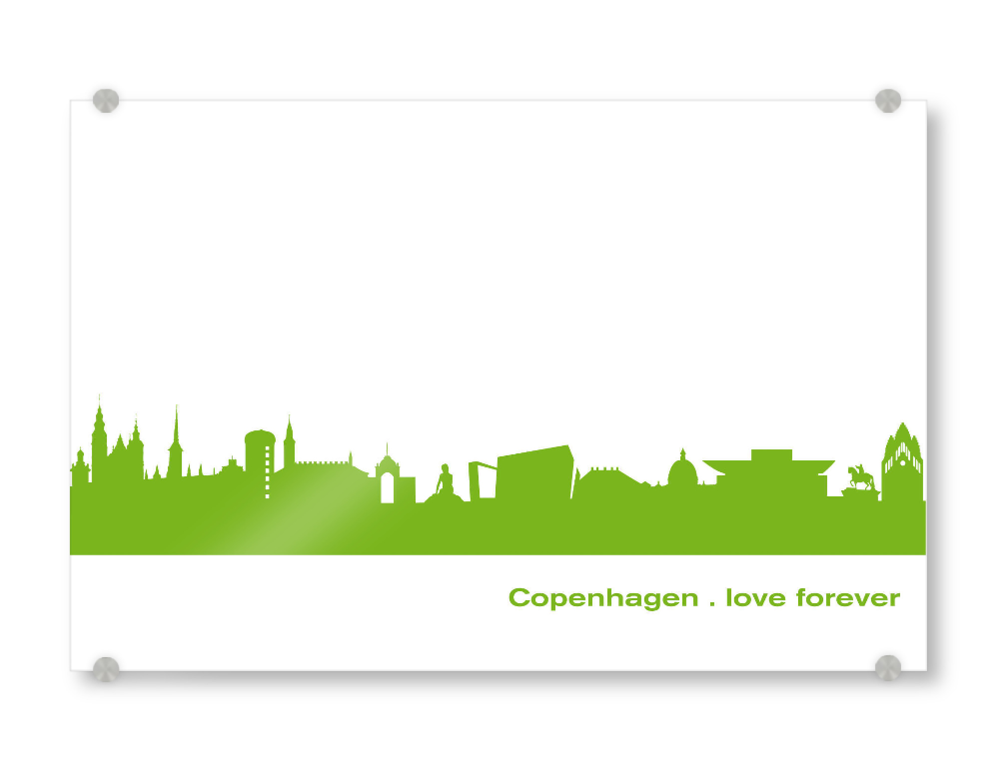 Acrylglasbild "Kopenhagen 01 grüner Skyline-Print" artboxONE - Städte,Abstrakt,Architektur,Städte / København
