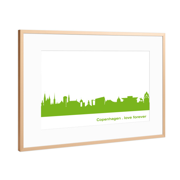 Poster mit Rahmen Kupfer "Kopenhagen 01 grüner Skyline-Print" artboxONE - Städte,Abstrakt,Architektur,Städte / København