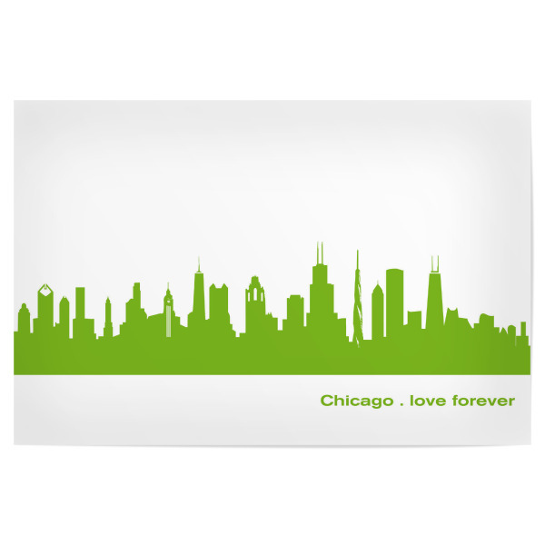 Poster "Chicago 01 grüner Skyline-Print" artboxONE - Städte,Abstrakt,Architektur,Städte / Chicago