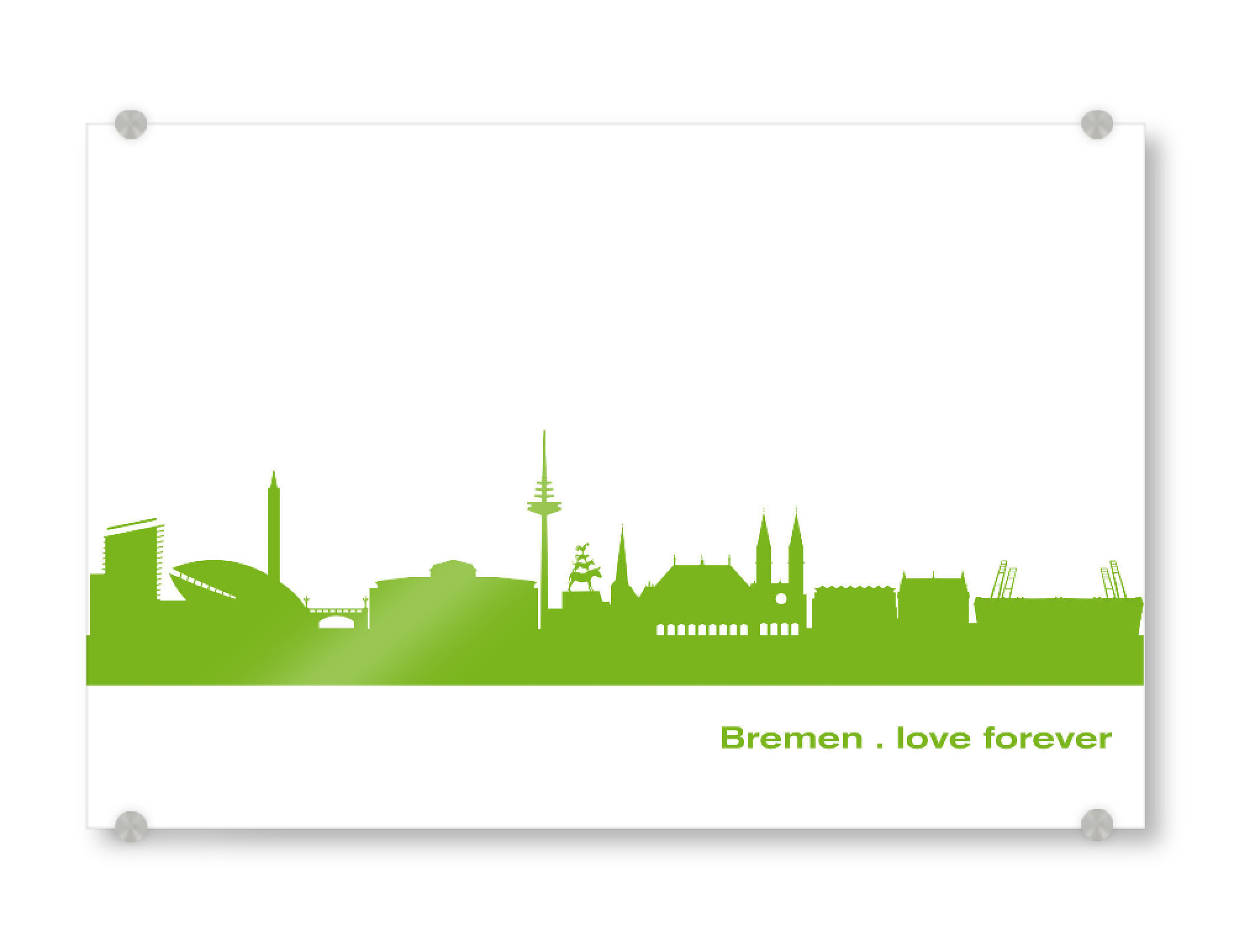 Acrylglasbild "Bremen 01 grüner Skyline-Print" artboxONE - Städte,Abstrakt,Architektur,Städte / Weitere