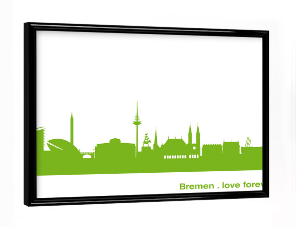 Poster mit schwarzem Rahmen "Bremen 01 grüner Skyline-Print" artboxONE - Städte,Abstrakt,Architektur,Städte / Weitere