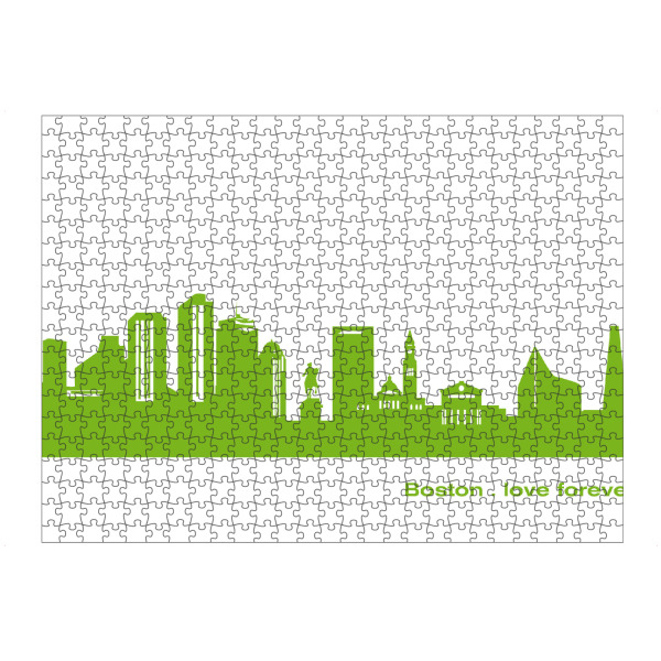 Puzzle Ravensburger "Boston 01 grüner Skyline-Print" artboxONE - Abstrakt,Architektur,Städte / Boston