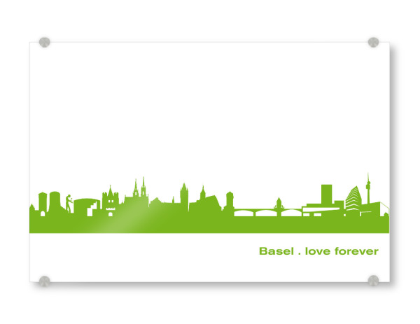 Acrylglasbild "Basel 01 grüner Skyline-Print" artboxONE - Städte,Abstrakt,Architektur,Städte / Weitere