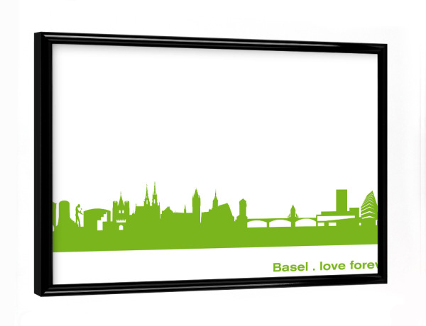 Poster mit schwarzem Rahmen "Basel 01 grüner Skyline-Print" artboxONE - Städte,Abstrakt,Architektur,Städte / Weitere