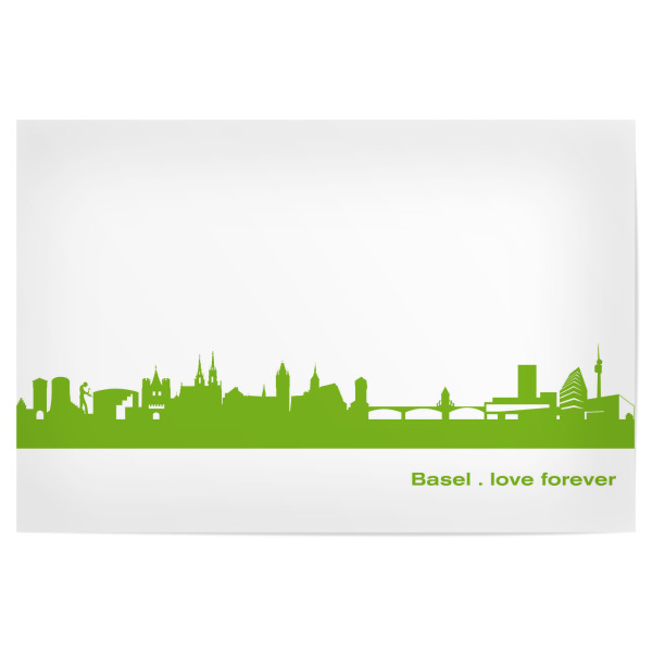 Poster "Basel 01 grüner Skyline-Print" artboxONE - Städte,Abstrakt,Architektur,Städte / Weitere