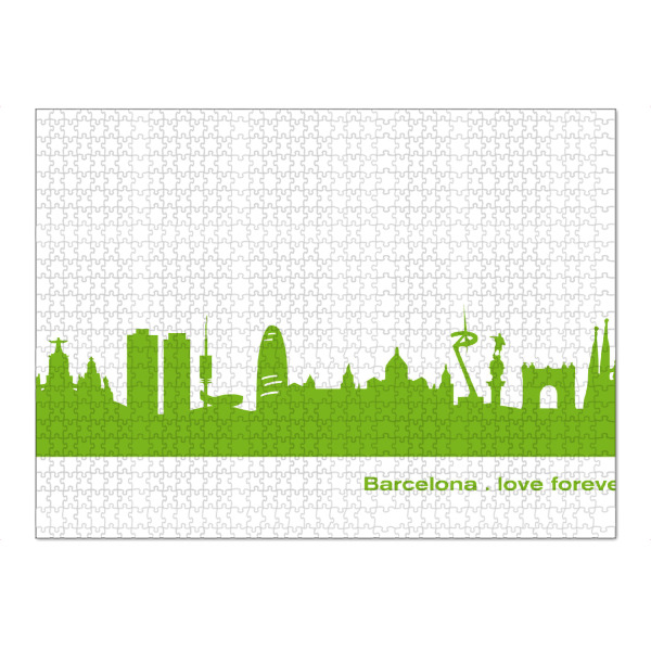 Puzzle Ravensburger "Barcelona 01 grüner Skyline-Print" artboxONE - Städte,Abstrakt,Architektur,Städte / Barcelona