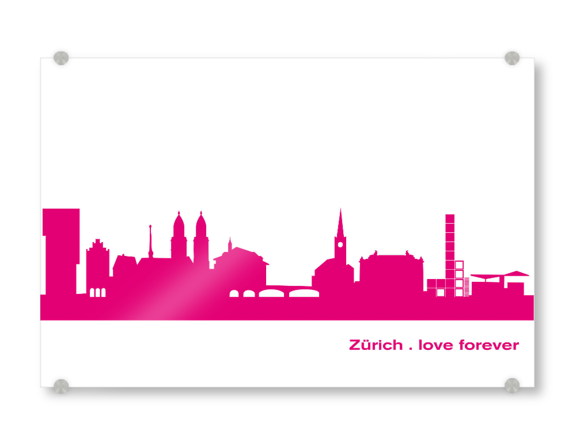 Acrylglasbild "Zürich 04 Pink Skyline Print monochrome" artboxONE - Abstrakt,Städte / Zürich