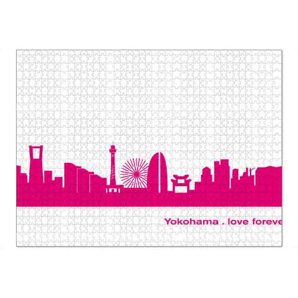Puzzle Ravensburger "Yokohama 04 Pink Skyline Print monochrome" artboxONE - Abstrakt,Architektur,Städte / Weitere