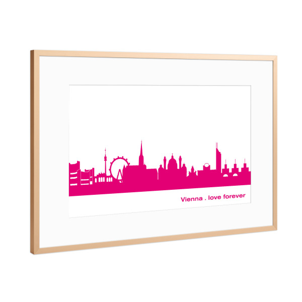 Poster mit Rahmen Kupfer "Wien 04 Pink Skyline Print monochrome" artboxONE - Städte,Abstrakt,Architektur,Städte / Wien