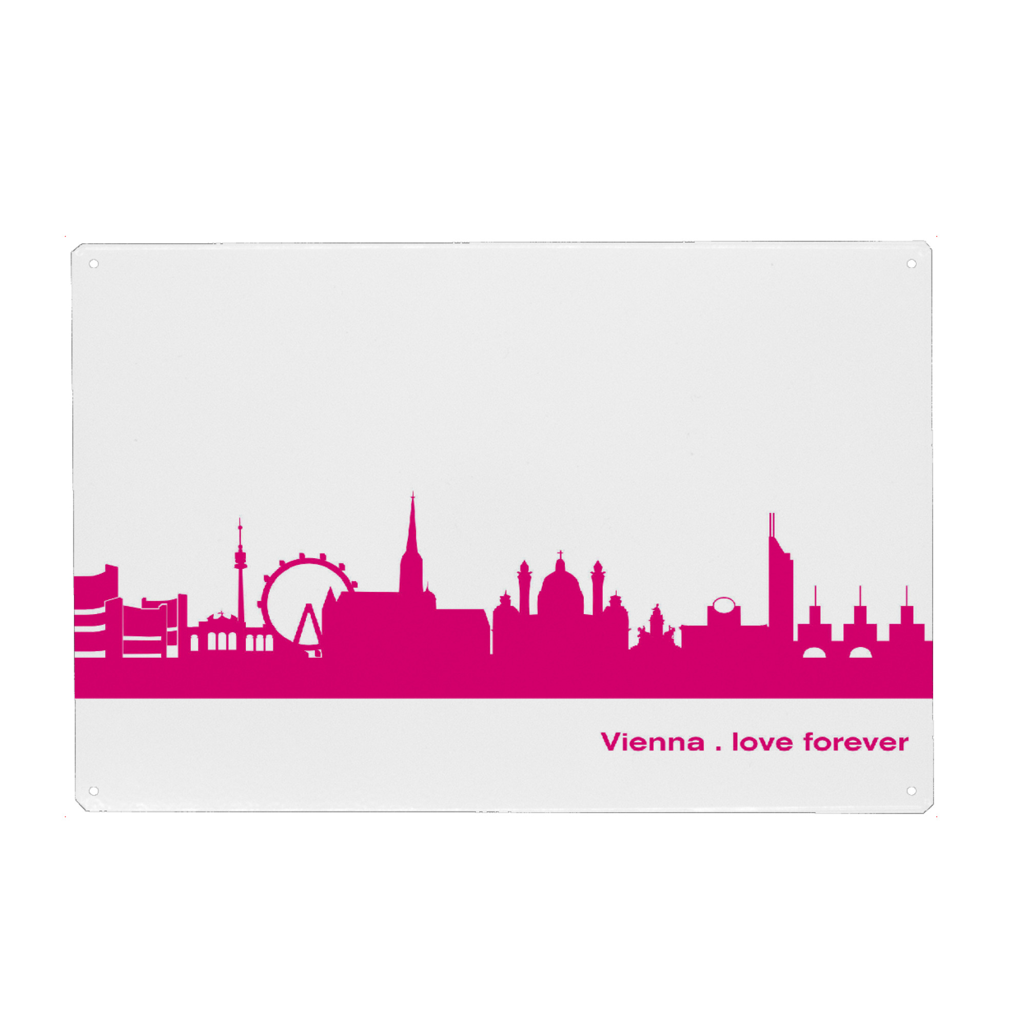Metall Poster "Wien 04 Pink Skyline Print monochrome" artboxONE - Städte,Abstrakt,Architektur,Städte / Wien
