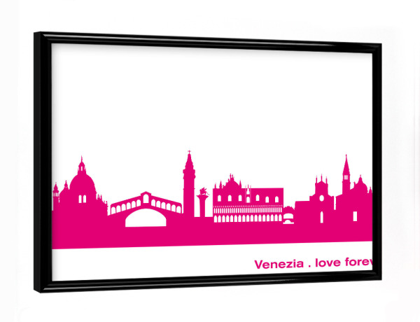Poster mit schwarzem Rahmen "Venedig 04 Pink Skyline Print monochrome" artboxONE - Städte,Abstrakt,Architektur,Städte / Venedig