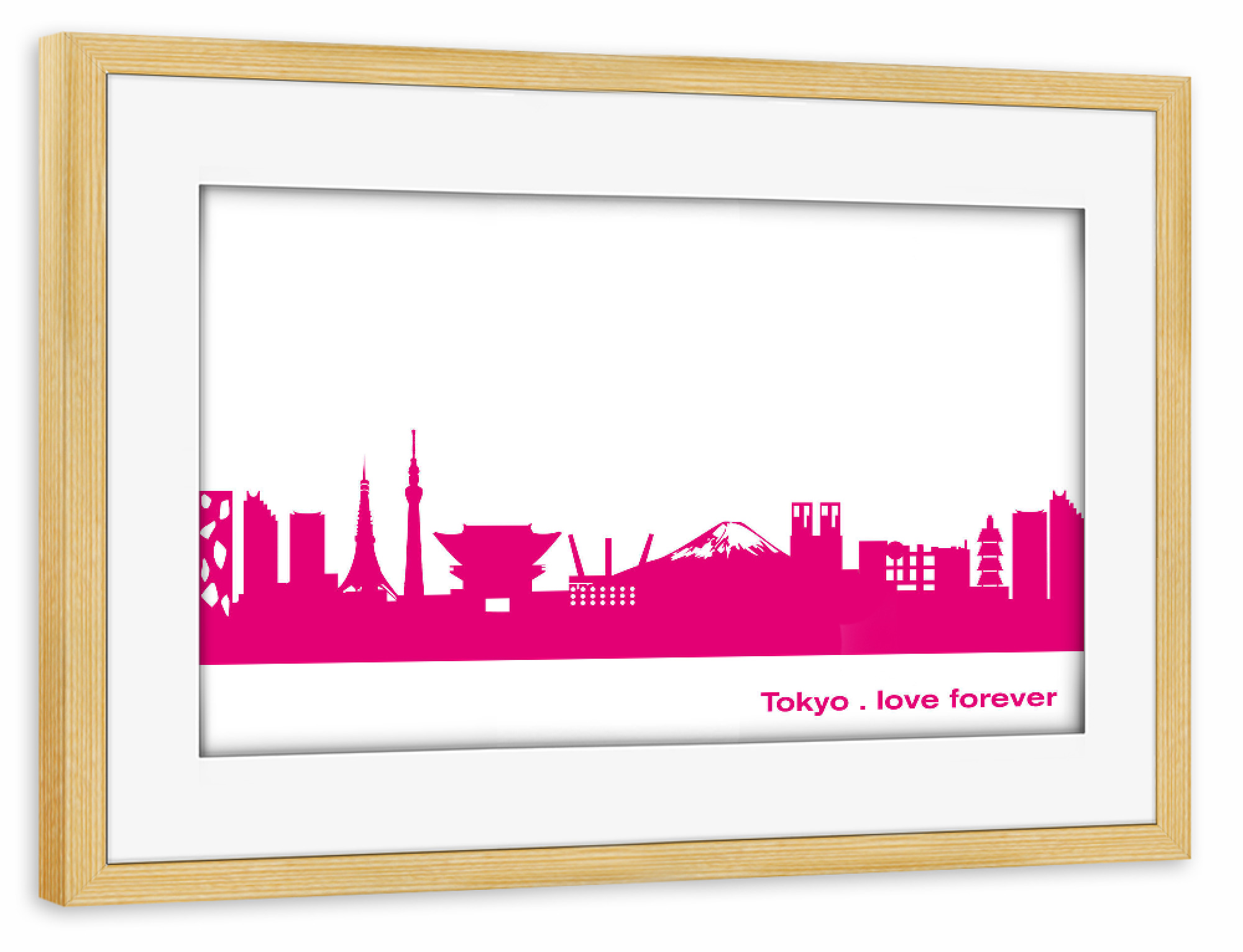 Poster mit Rahmen kiefer "Tokio 04 Pink Skyline Print monochrome" artboxONE - Städte,Reise,Abstrakt,Architektur,Städte / Tokio