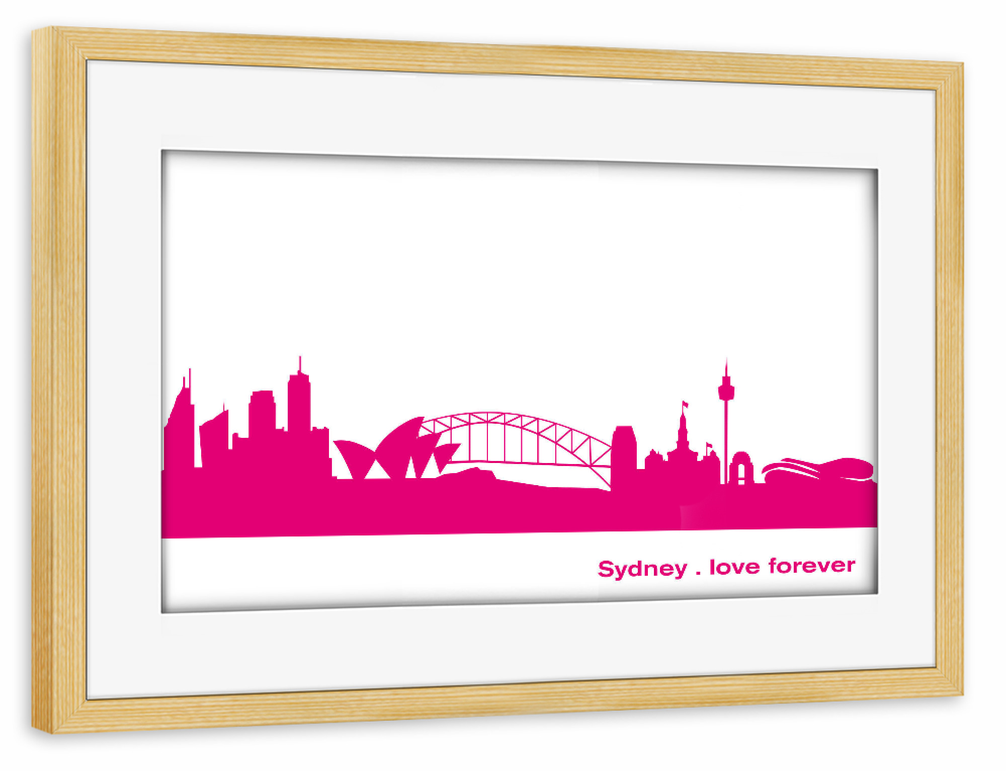 Poster mit Rahmen kiefer "Sydney 04 Pink Skyline Print monochrome" artboxONE - Städte,Abstrakt,Architektur,Städte / Sydney