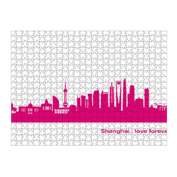 Puzzle Ravensburger "Shanghai 04 Pink Skyline Print monochrome" artboxONE - Städte,Abstrakt,Architektur,Städte / Shanghai