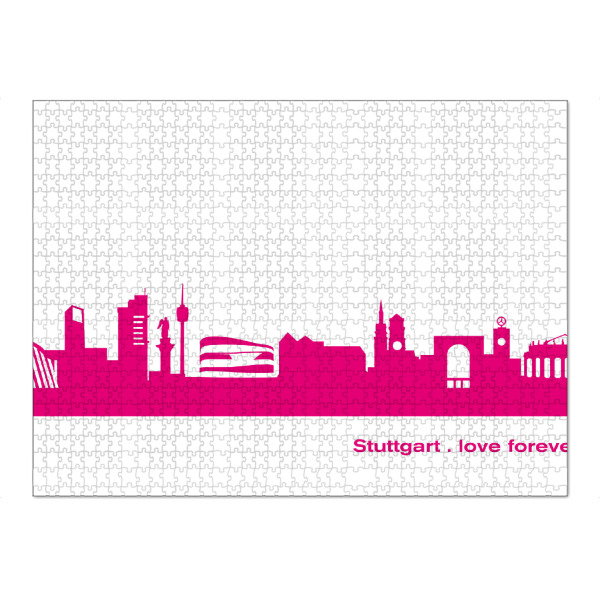 Puzzle Ravensburger "Stuttgart 04 Pink Skyline Print monochrome" artboxONE - Städte,Städte / Stuttgart
