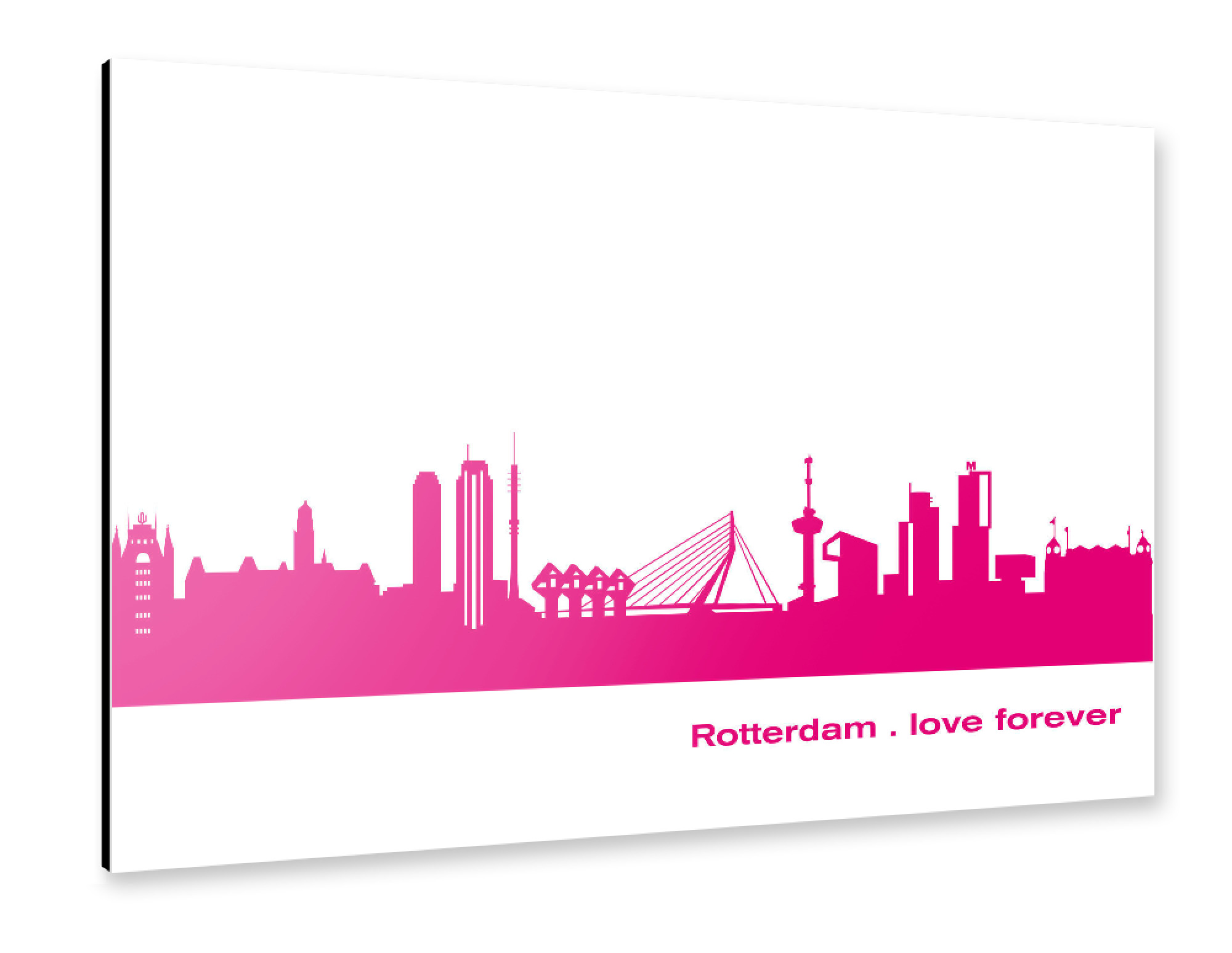 Alu-Dibond "Rotterdam 04 Pink Skyline Print monochrome" 30x20 cm artboxONE