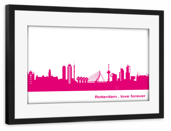 Poster mit Rahmen schwarz "Rotterdam 04 Pink Skyline Print monochrome" artboxONE - Städte,Abstrakt,Architektur,Städte / Weitere