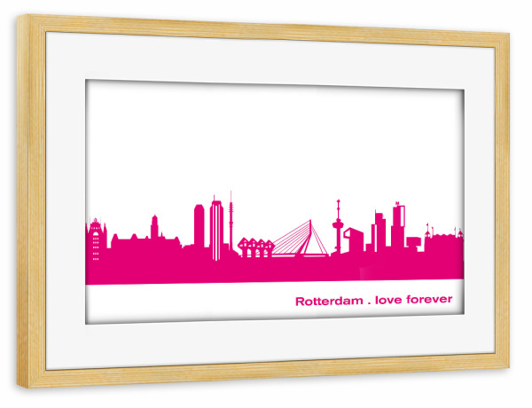Poster mit Rahmen kiefer "Rotterdam 04 Pink Skyline Print monochrome" artboxONE - Städte,Abstrakt,Architektur,Städte / Weitere