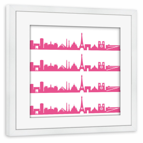 Poster mit Rahmen weiß "Paris 04 Pink Skyline Print monochrome" artboxONE - Städte,Abstrakt,Architektur,Städte / Paris