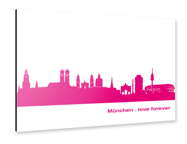 Alu-Dibond "München 04 Pink Skyline Print monochrome" 30x20 cm artboxONE