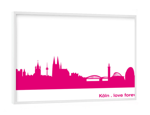 Poster mit weißem Rahmen "Köln 04 Pink Skyline Print monochrome" artboxONE - Städte,Städte / Köln,Abstrakt,Architektur