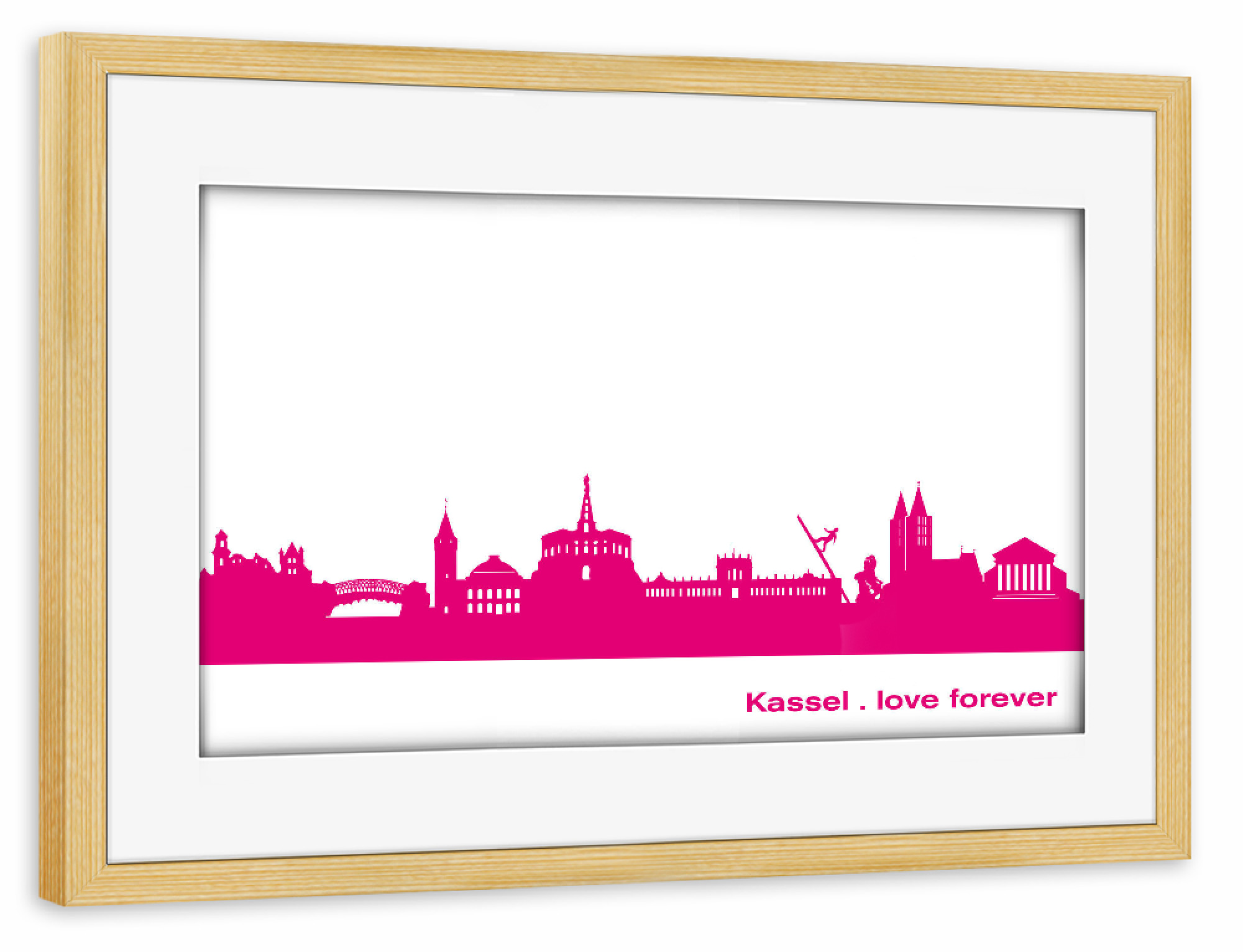 Poster mit Rahmen kiefer "Kassel 04 Pink Skyline Print monochrome" artboxONE - Städte,Abstrakt,Architektur,Städte / Weitere