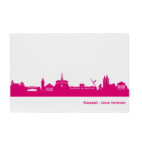 Holzbild "Kassel 04 Pink Skyline Print monochrome" artboxONE - Städte,Abstrakt,Architektur,Städte / Weitere