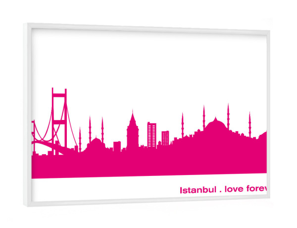 Poster mit weißem Rahmen "Istanbul 04 Pink Skyline Print monochrome" artboxONE - Städte,Abstrakt,Architektur,Städte / Istanbul