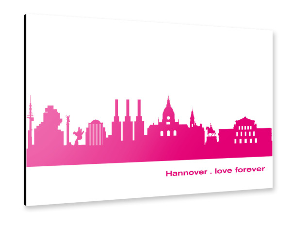 Alu-Dibond "Hannover 04 Pink Skyline Print monochrome" 30x20 cm artboxONE