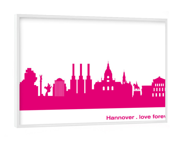 Poster mit weißem Rahmen "Hannover 04 Pink Skyline Print monochrome" artboxONE - Städte,Abstrakt,Architektur,Städte / Weitere