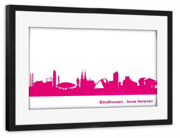 Poster mit Rahmen schwarz "Eindhoven 04 Pink Skyline Print monochrome" artboxONE - Städte,Abstrakt,Architektur,Städte / Weitere