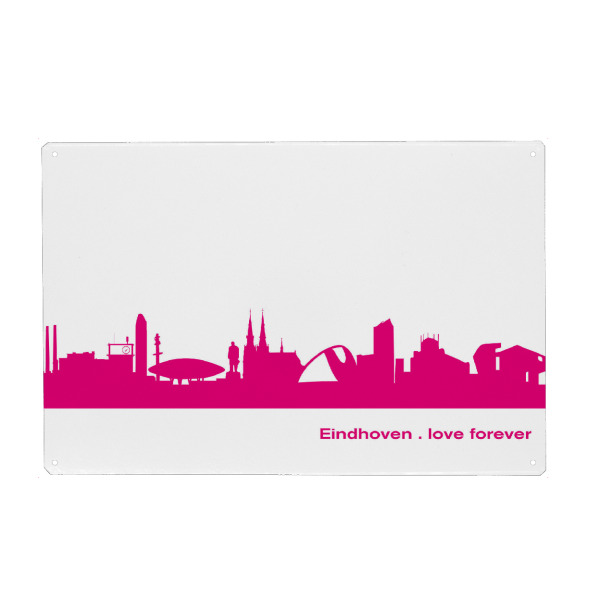Holzbild "Eindhoven 04 Pink Skyline Print monochrome" artboxONE - Städte,Abstrakt,Architektur,Städte / Weitere