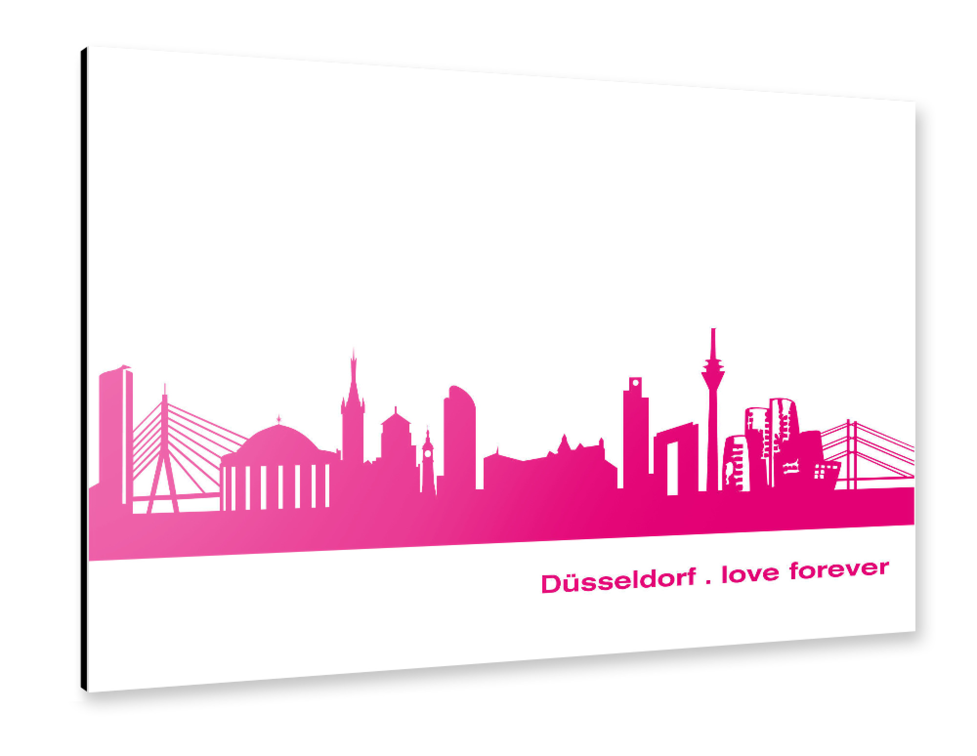 Alu-Dibond "Düsseldorf 04 Pink Skyline Print monochrome" 75x50 cm artboxONE