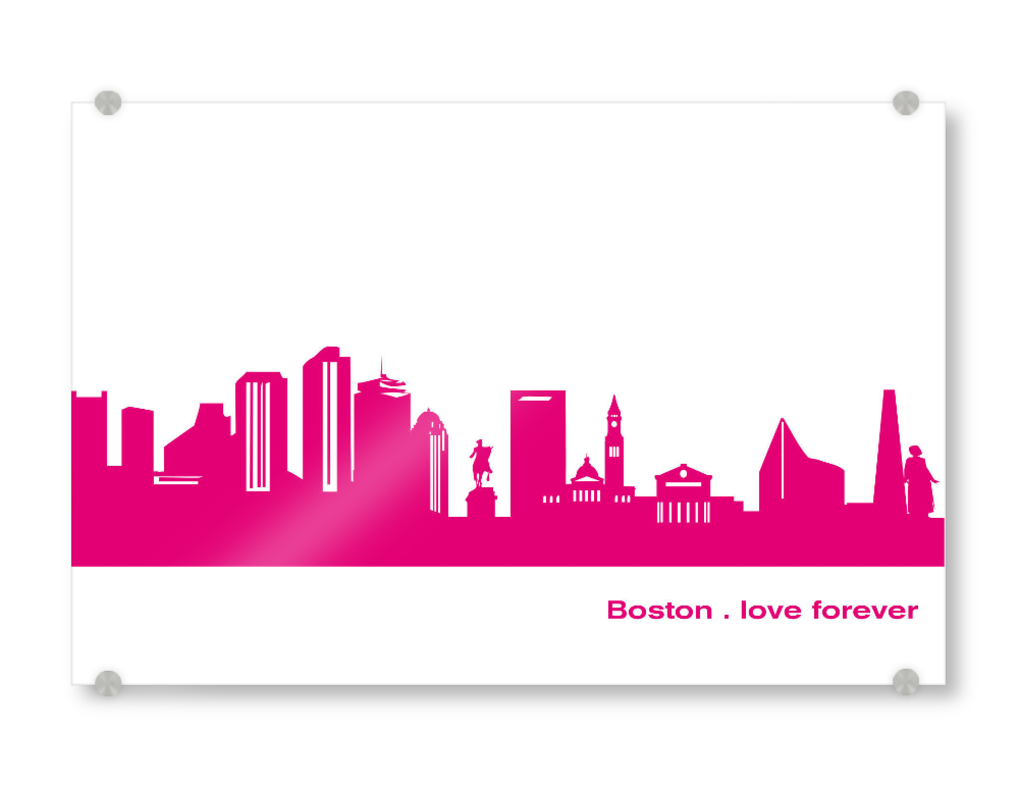 Acrylglasbild "Boston 04 Pink Skyline Print monochrome" artboxONE - Städte,Abstrakt,Architektur,Städte / Boston