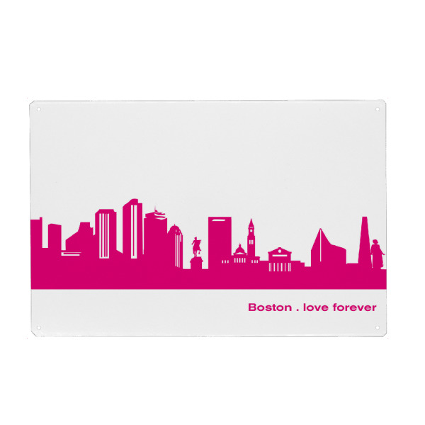 Holzbild "Boston 04 Pink Skyline Print monochrome" artboxONE - Städte,Abstrakt,Architektur,Städte / Boston