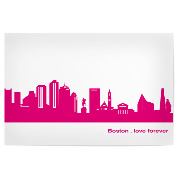 Poster "Boston 04 Pink Skyline Print monochrome" artboxONE - Städte,Abstrakt,Architektur,Städte / Boston