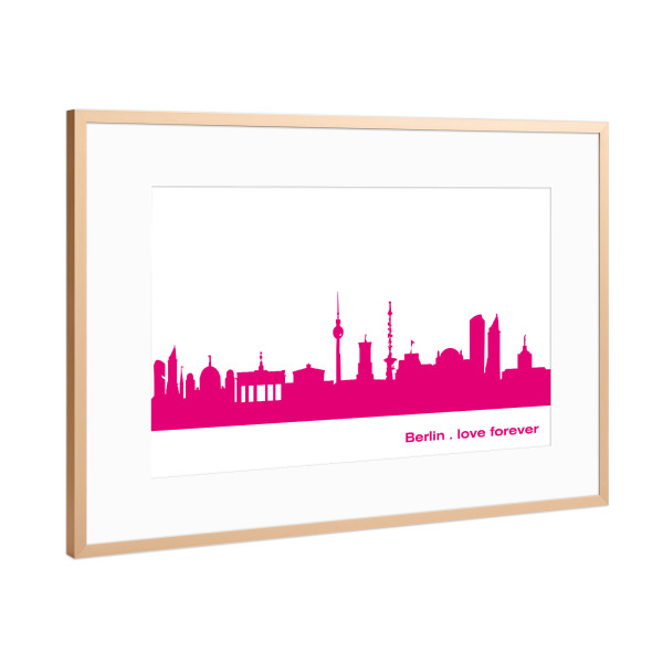 Poster mit Rahmen Kupfer "Berlin 04 Pink Skyline Print monochrome" artboxONE - Städte,Städte / Berlin,Abstrakt,Architektur