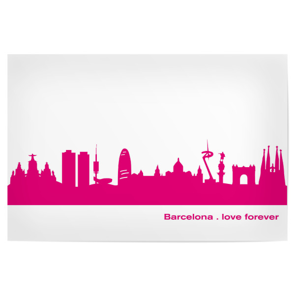 Poster 30x20 cm "Barcelona04 Skyline Pink Print monochrome" artboxONE - Städte,Abstrakt,Architektur,Städte / Barcelona