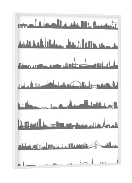 Poster mit weißem Rahmen "16 Metropolen" artboxONE - Städte,Abstrakt,Architektur