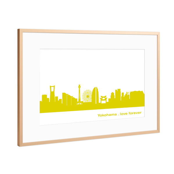 Poster mit Rahmen Kupfer "Yokohama 06 Skyline Spring-Green Print monochrome" artboxONE - Städte,Abstrakt,Architektur,Städte / Weitere