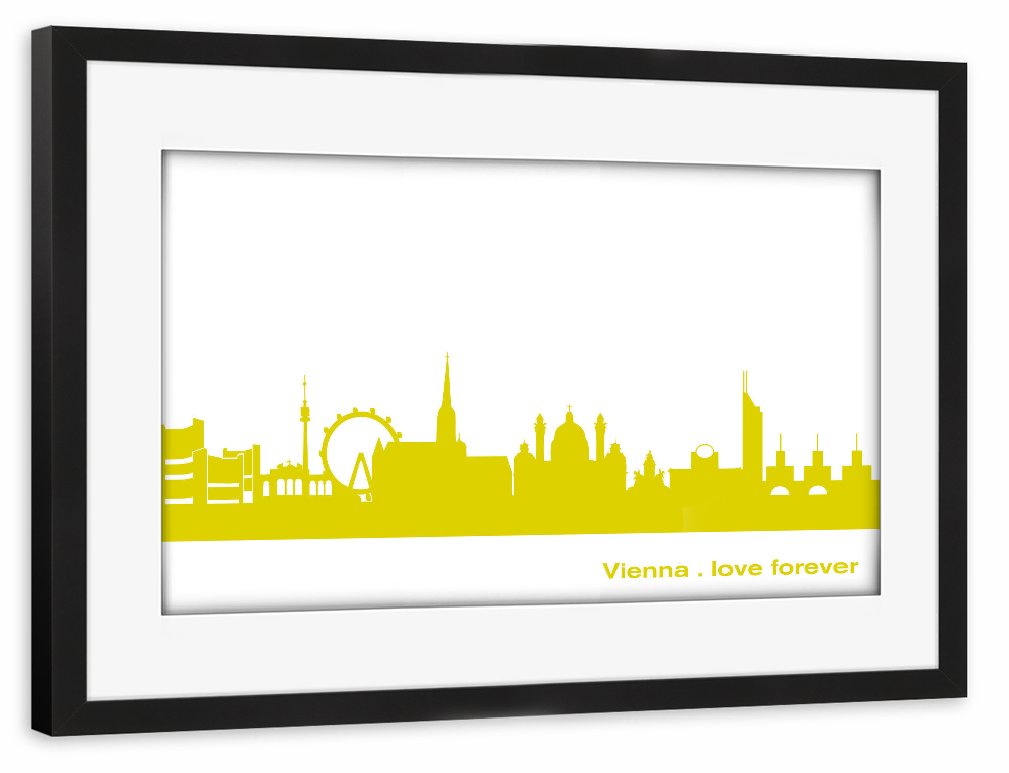 Poster mit Rahmen schwarz "Wien 06 Skyline Spring-Green Print monochrome" artboxONE - Städte,Abstrakt,Architektur,Städte / Wien