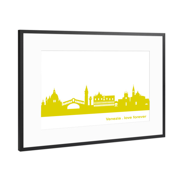 Poster mit Rahmen Schwarz (Metallic) "Venedig 06 Skyline Spring-Green Print monochrome" artboxONE - Städte,Abstrakt,Architektur,Städte / Venedig