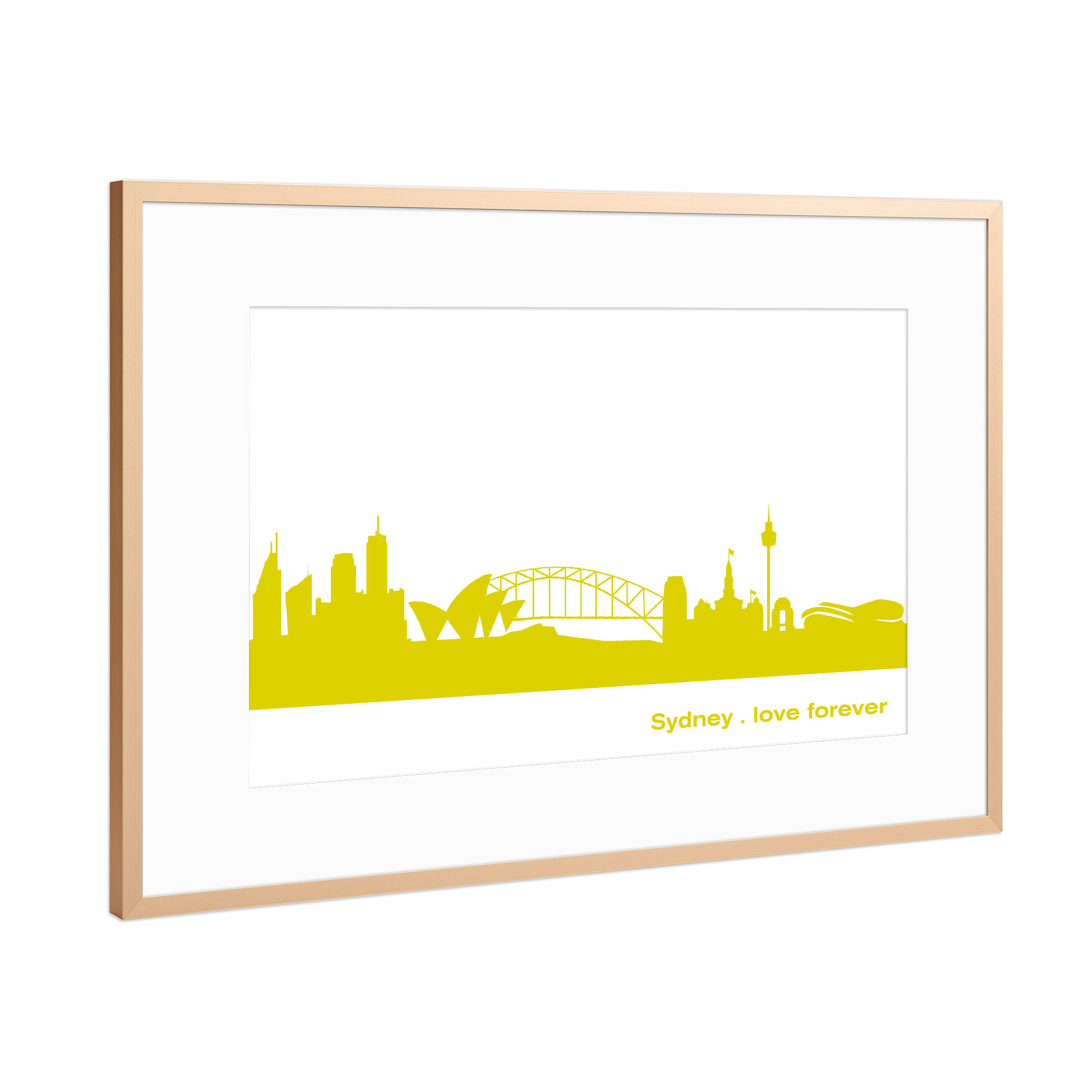 Poster mit Rahmen Kupfer "Sydney 06 Skyline Spring-Green Print monochrome" artboxONE - Städte,Abstrakt,Architektur,Städte / Sydney