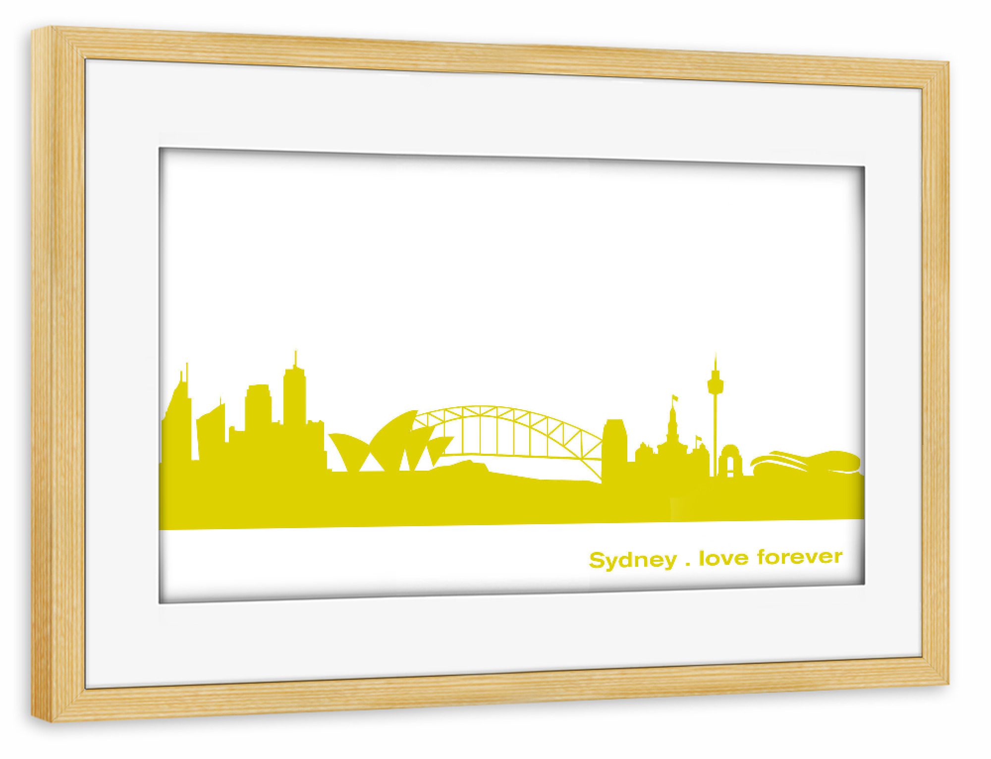 Poster mit Rahmen kiefer "Sydney 06 Skyline Spring-Green Print monochrome" artboxONE - Städte,Abstrakt,Architektur,Städte / Sydney