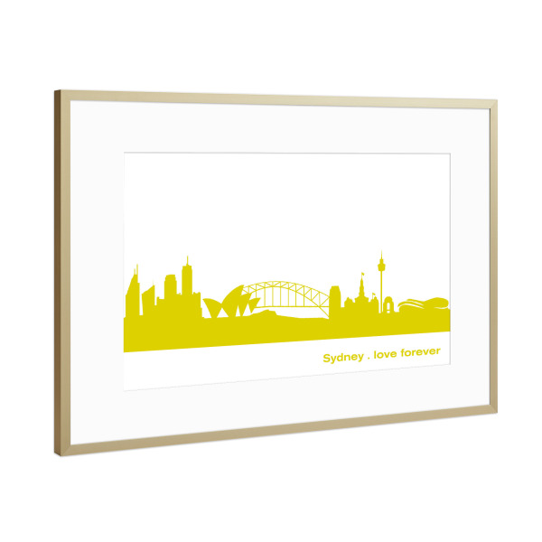 Poster mit Rahmen Gold "Sydney 06 Skyline Spring-Green Print monochrome" artboxONE - Städte,Abstrakt,Architektur,Städte / Sydney