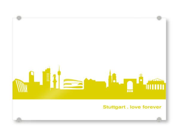 Acrylglasbild "Stuttgart 06 Skyline Spring-Green Print monochrome" artboxONE - Städte,Abstrakt,Architektur,Städte / Stuttgart